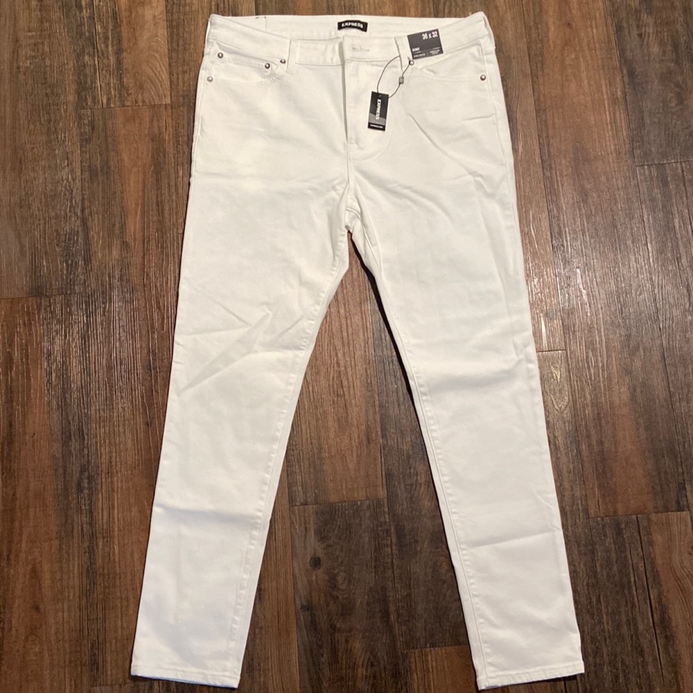 Express Mens White Skinny Jeans Size 36x32 BRAND NEW WITH TAGS